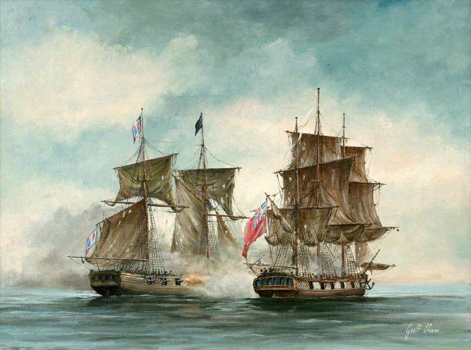 An engagement between British and French privateers off Jamaica, 2 December 1793 (National Maritime Museum Cornwall)